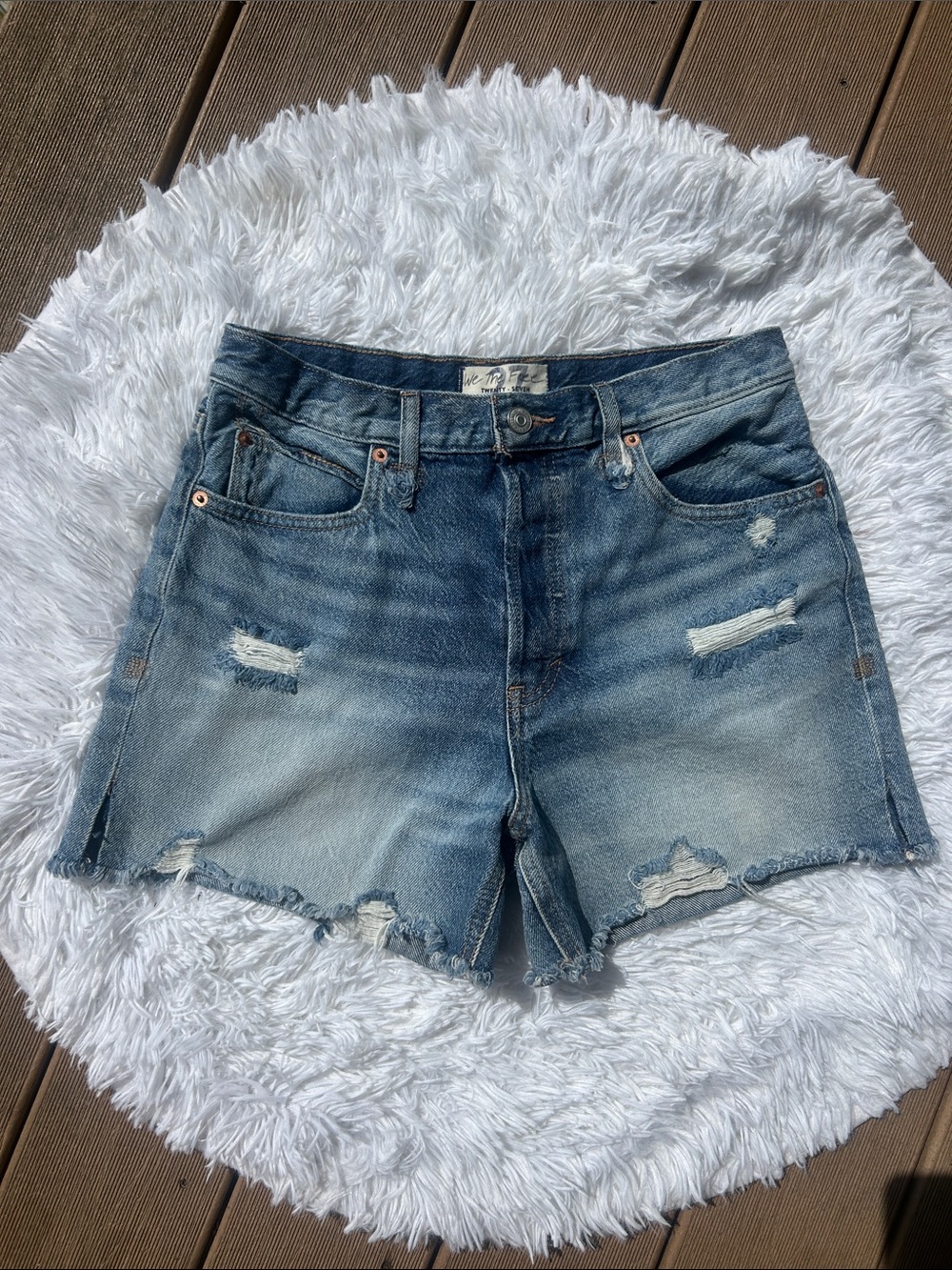 Free People We The Free Button Fly Jean Denim Shorts Size 27